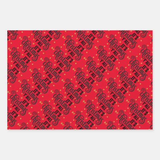 Es ist Weihnachten Y'All Word Art Geschenkpapier Set (Vorderseite)