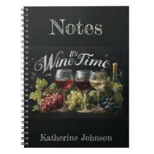 "Es ist Weinzeit" Rustikale Tafel Kunst Notizblock