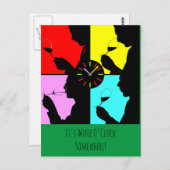 Es ist Wine O'clock Irgendwo künstlerischer grafis Postkarte (Vorne/Hinten)