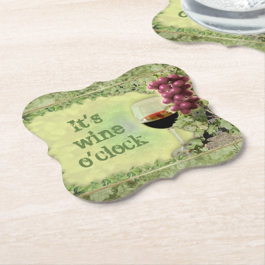 Es ist Wine O'Clock Untersetzer (angewinkelt)