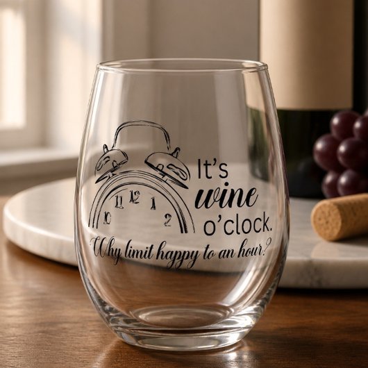 Es ist Wine O'Clock Weinglas Ohne Stiel