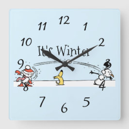 Es ist Winter Quadratische Wanduhr