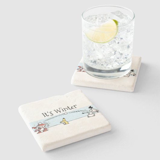 Es ist Winter Steinuntersetzer (Seitenansicht)