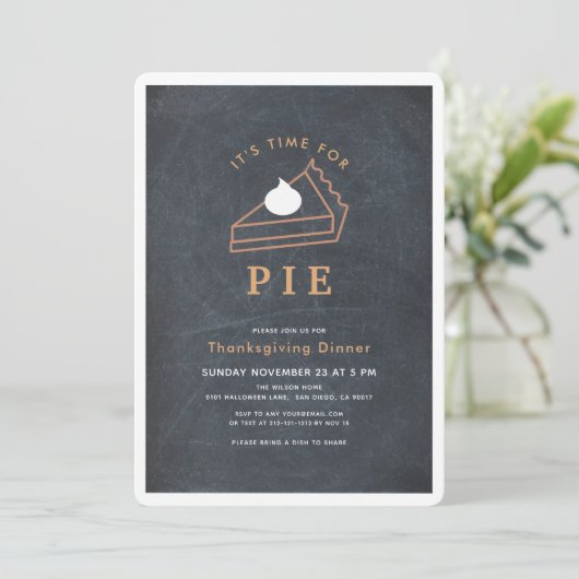 Es ist Zeit für das Abendessen mit Piek Chalkboard Einladung (Stehend Vorderseite)