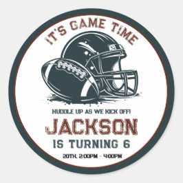 Es ist Zeit für das Spiel! Fußball-Geburtstagskind Runder Aufkleber
