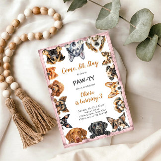 Es ist Zeit für die Pfoten-Party Geburtstagstiere  Einladung