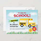Es ist Zeit für die Schule, zurück zum Schulbus Postkarte (Vorne/Hinten)
