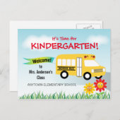 Es ist Zeit für Kindergarten, Schulbus Postkarte (Vorne/Hinten)