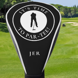 Es ist Zeit für Par-Tee Schwarz-Weiß-Monogramm Golf Headcover