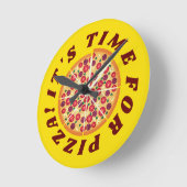 Es ist Zeit für Pizza-Neuheit-Dekoration Runde Wanduhr (Winkel)