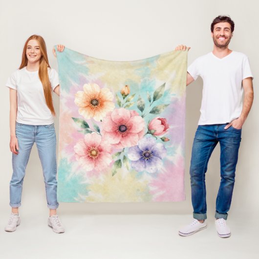 Es ist Zeit für Tie-Dye-Blumen zum Blühen Fleecedecke (Beispiel)