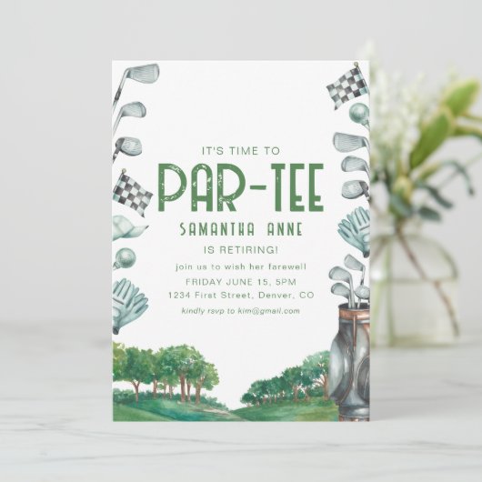 Es ist Zeit, Golf Theme Retirement Party Party Einladung (Stehend Vorderseite)