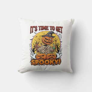 Es ist Zeit, Grusel-Halloween-Kürbis-Mumie-Geister Kissen