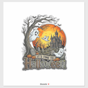 Es ist Zeit Halloween Spukhaus Friedhof Gruselig  Aufkleber