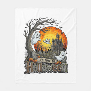 Es ist Zeit Halloween Spukhaus Friedhof Gruselig  Fleecedecke