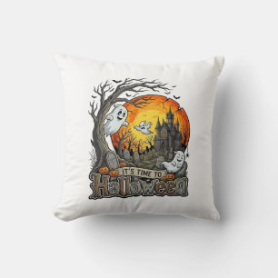 Es ist Zeit Halloween Spukhaus Friedhof Gruselig Kissen