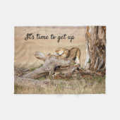 Es ist Zeit, Lion Foto mit Text aufzustehen Fleecedecke (Vorderseite (Horizontal))