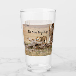 Es ist Zeit, Lion Foto mit Text aufzustehen Glas