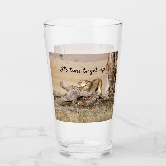 Es ist Zeit, Lion Foto mit Text aufzustehen Glas (Vorderseite)