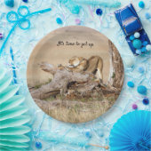 Es ist Zeit, Lion Foto mit Text aufzustehen Pappteller (Party)