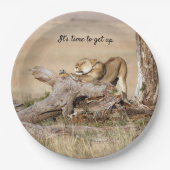Es ist Zeit, Lion Foto mit Text aufzustehen Pappteller (Vorderseite)