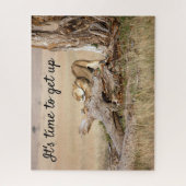 Es ist Zeit, Lion Foto mit Text aufzustehen Puzzle (Vertikal)