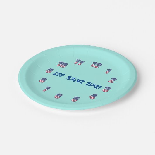 Es ist Zeit! Papierplatte Pappteller (Schrägansicht)