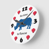 Es ist Zeit, Rhinozeros zu retten Runde Wanduhr (Winkel)