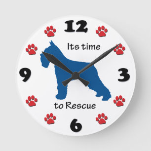 Es ist Zeit Schnauzers zu retten Runde Wanduhr