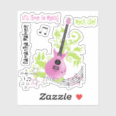 Es ist Zeit zu rocken! Musik rosa elektrische Gita Aufkleber (Blatt)