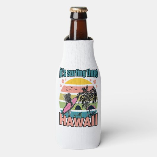Es ist Zeit zu surfen - Hawaii Flaschenkühler (Flaschenvorderseite)