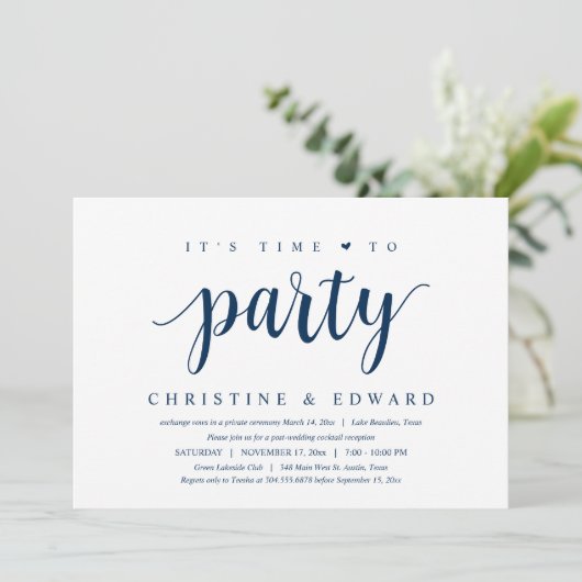 Es ist Zeit zum Party, das Hochzeitsfest der Neuze Einladung (Stehend Vorderseite)