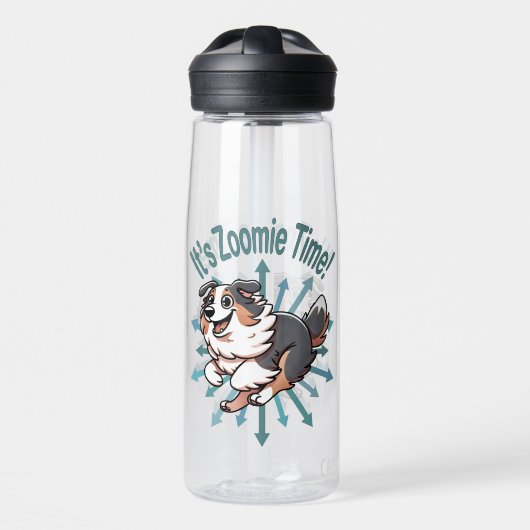 Es ist Zoomie Time Australian Shepherd Trinkflasche (Vorne)