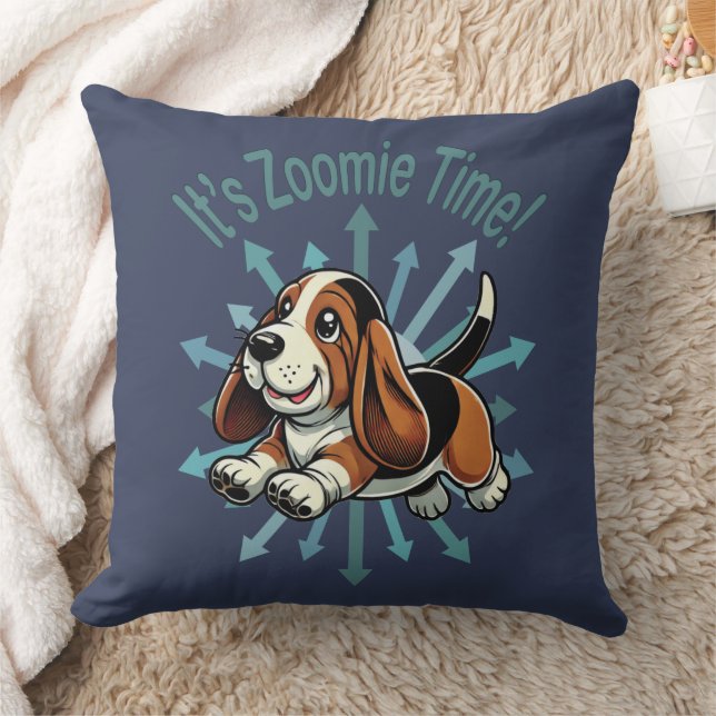 Es ist Zoomie Time Basset Hound Kissen (Decke)