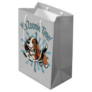 Es ist Zoomie Time Basset Hound Mittlere Geschenktüte