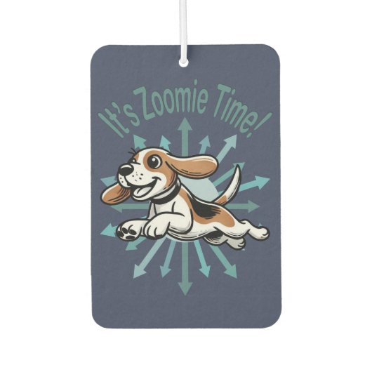Es ist Zoomie Time Beagle Autolufterfrischer (Vorderseite)