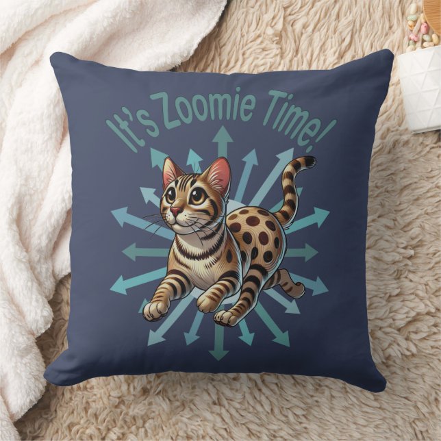 Es ist Zoomie Time Bengalisch Cat Kissen (Decke)