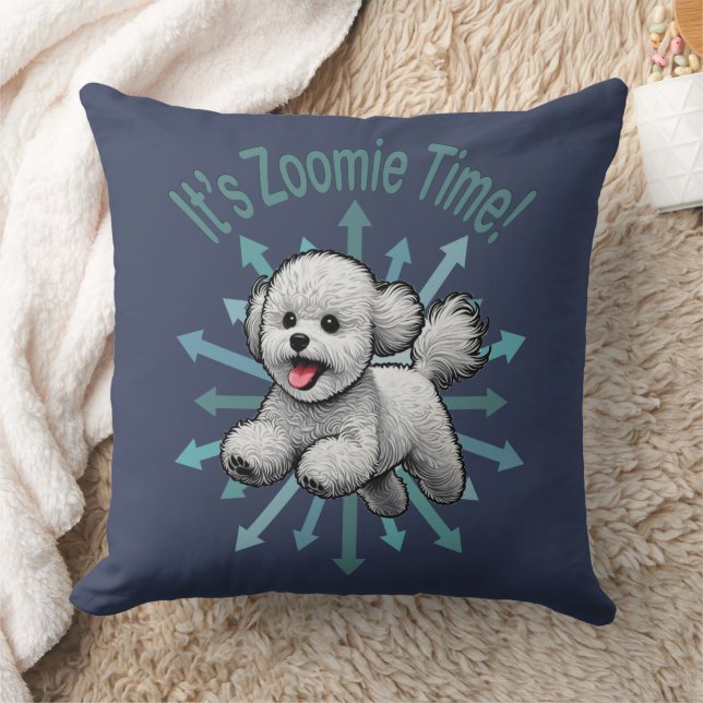 Es ist Zoomie Time Bichon Frise Kissen (Decke)