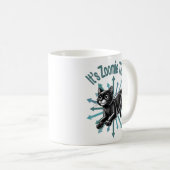Es ist Zoomie Time Black Cat Kaffeetasse (VorderseiteRechts)