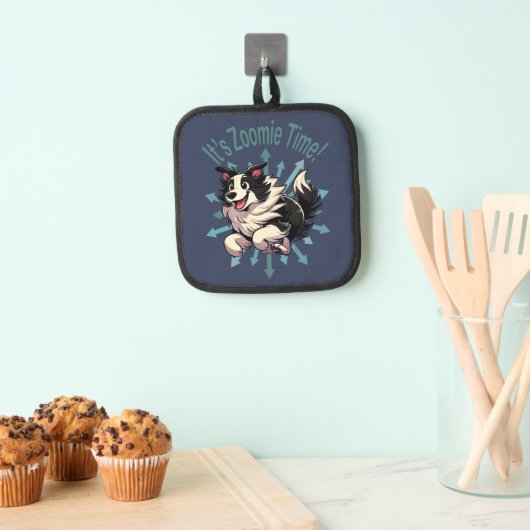 Es ist Zoomie Time Border Collie Topflappen (Insitu (Hängend))