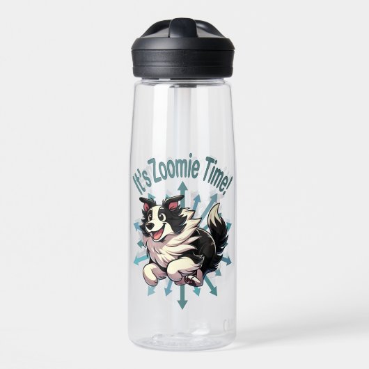 Es ist Zoomie Time Border Collie Trinkflasche (Vorne)