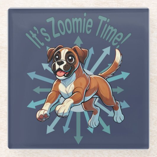 Es ist Zoomie Time Boxer Glasuntersetzer (Vorderseite)