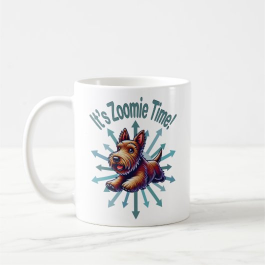Es ist Zoomie Time Brown Scotty Kaffeetasse (Links)