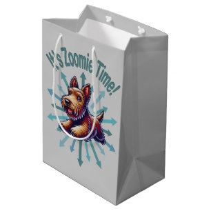 Es ist Zoomie Time Brown Scotty Mittlere Geschenktüte