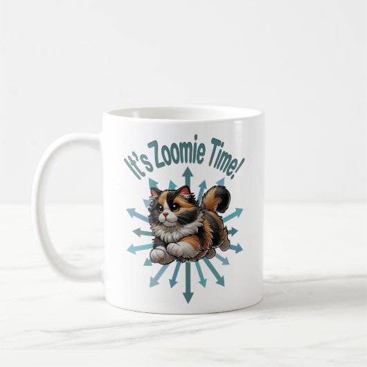 Es ist Zoomie Time Calico Cat Kaffeetasse (Links)
