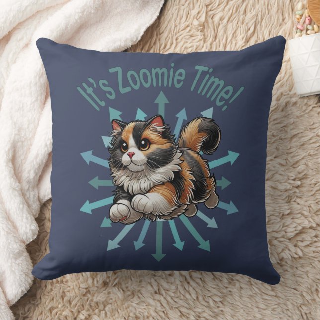 Es ist Zoomie Time Calico Cat Kissen (Decke)