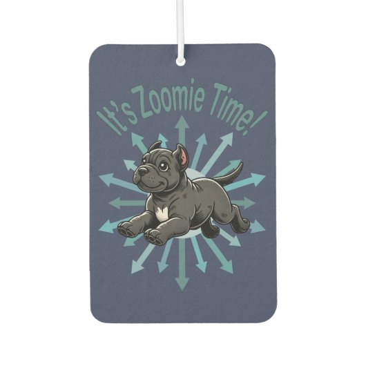 Es ist Zoomie Time Cane Corso Autolufterfrischer (Vorderseite)
