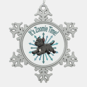 Es ist Zoomie Time Cane Corso Schneeflocken Zinn-Ornament
