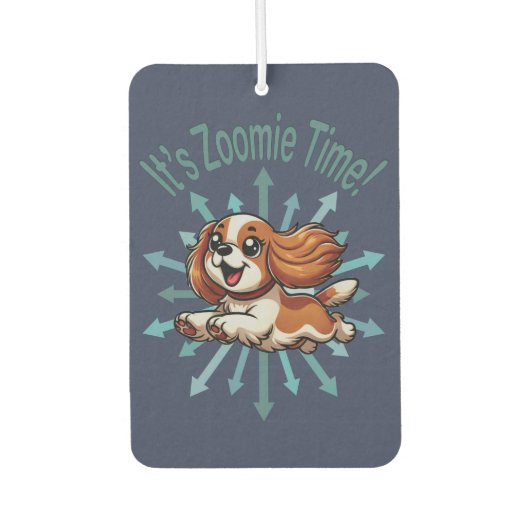 Es ist Zoomie Time Cavalier Spaniel Autolufterfrischer (Vorderseite)