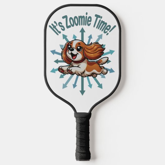 Es ist Zoomie Time Cavalier Spaniel Pickleball Schläger (Vorderseite)